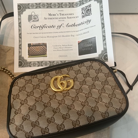 SOLD ! AUTHGucci GG Marmont Canvas bag.W box,Dust bag,tags &cert of authenticity - Picture 3 of 14